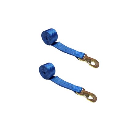 TIE 4 SAFE 2" x 10' Wheel Lasso Lift Strap w/ Flat Snap Hook Tow Dolly Blue, 2PK TWS21-2510-M3-BU-C-2